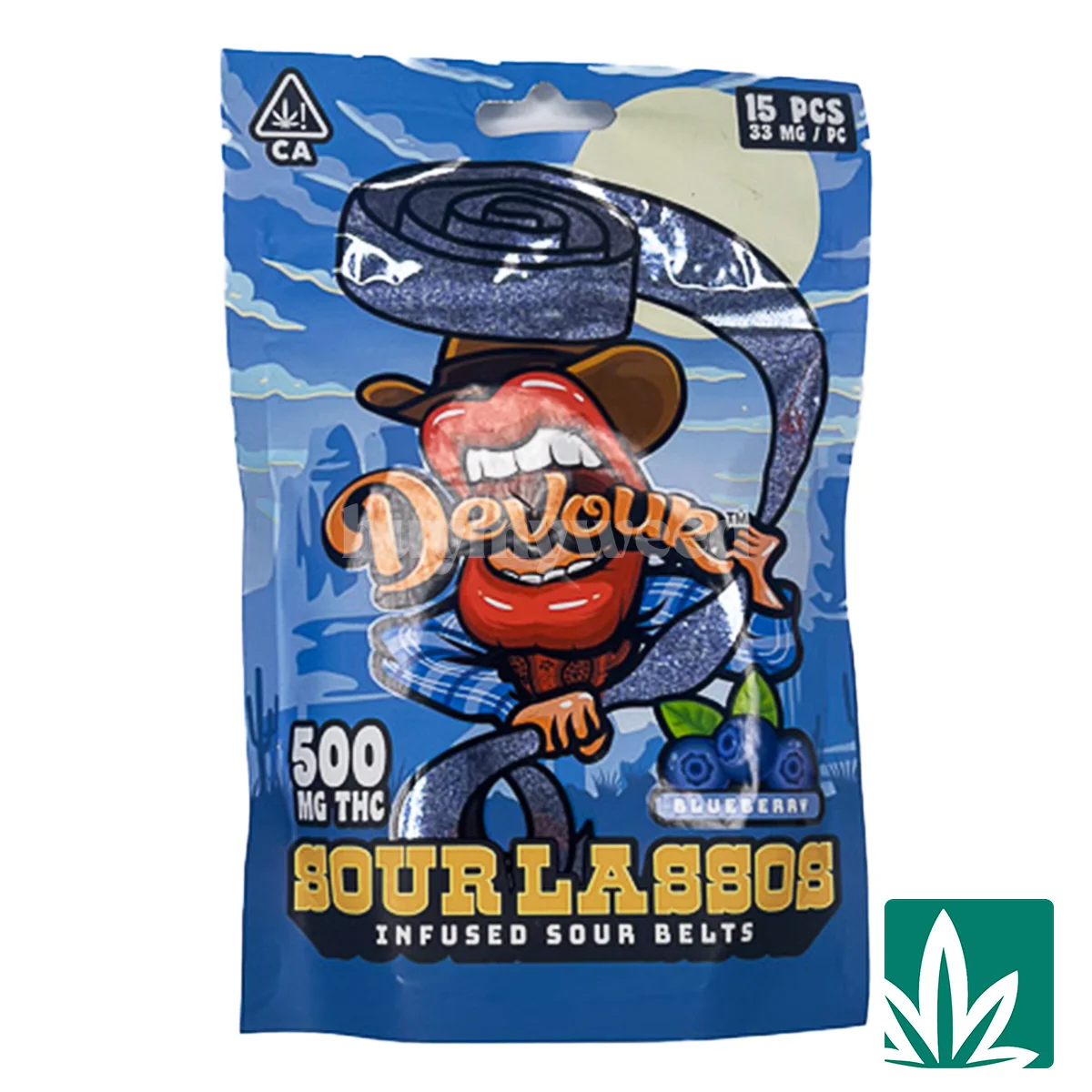 Devour Edibles (500mg) – Sour Lassos – Blueberry