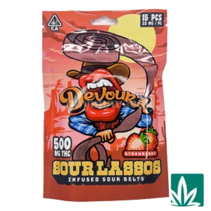Devour Edibles (500mg) – Sour Lassos – Strawberry