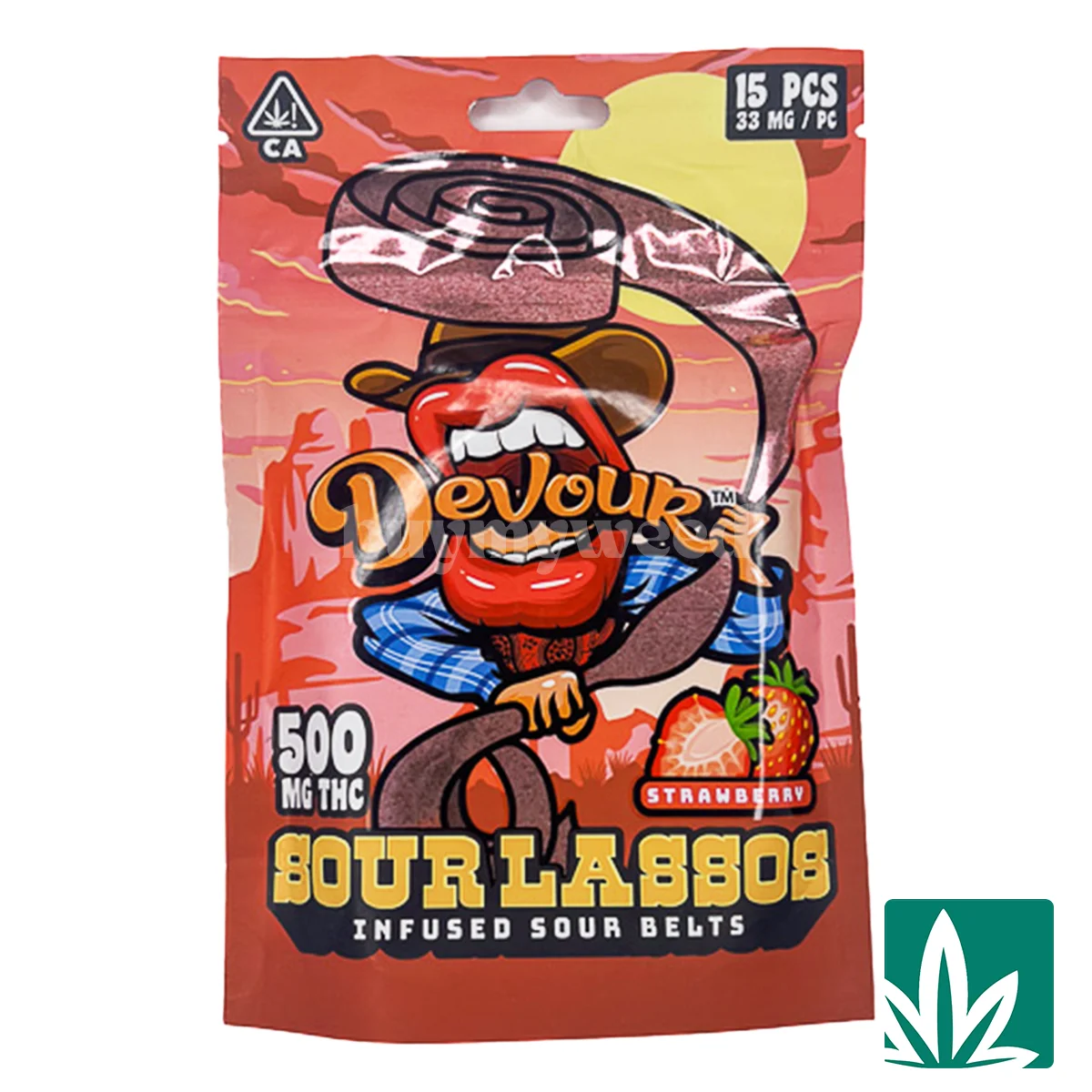 Devour Edibles (500mg) – Sour Lassos – Strawberry